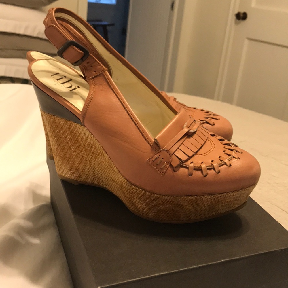 Tibi Blush Penny Loafer Wedges